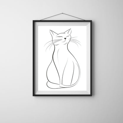 Cat line art design in simple and elegant style for wall prints