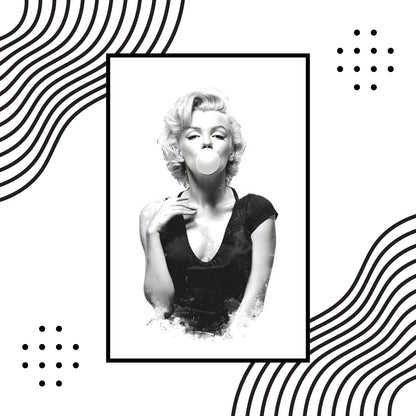 Black and white portrait of a person with abstract black line patterns on a white background