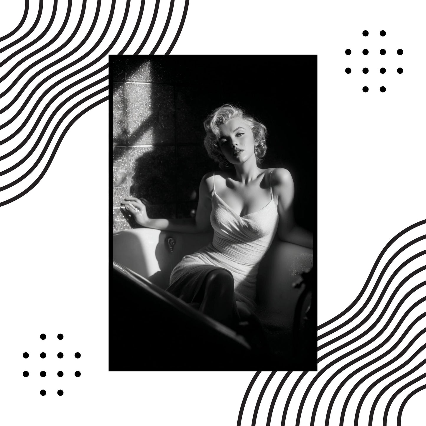 Canvas of Marilyn Monroe in shadows, elegant Hollywood moment