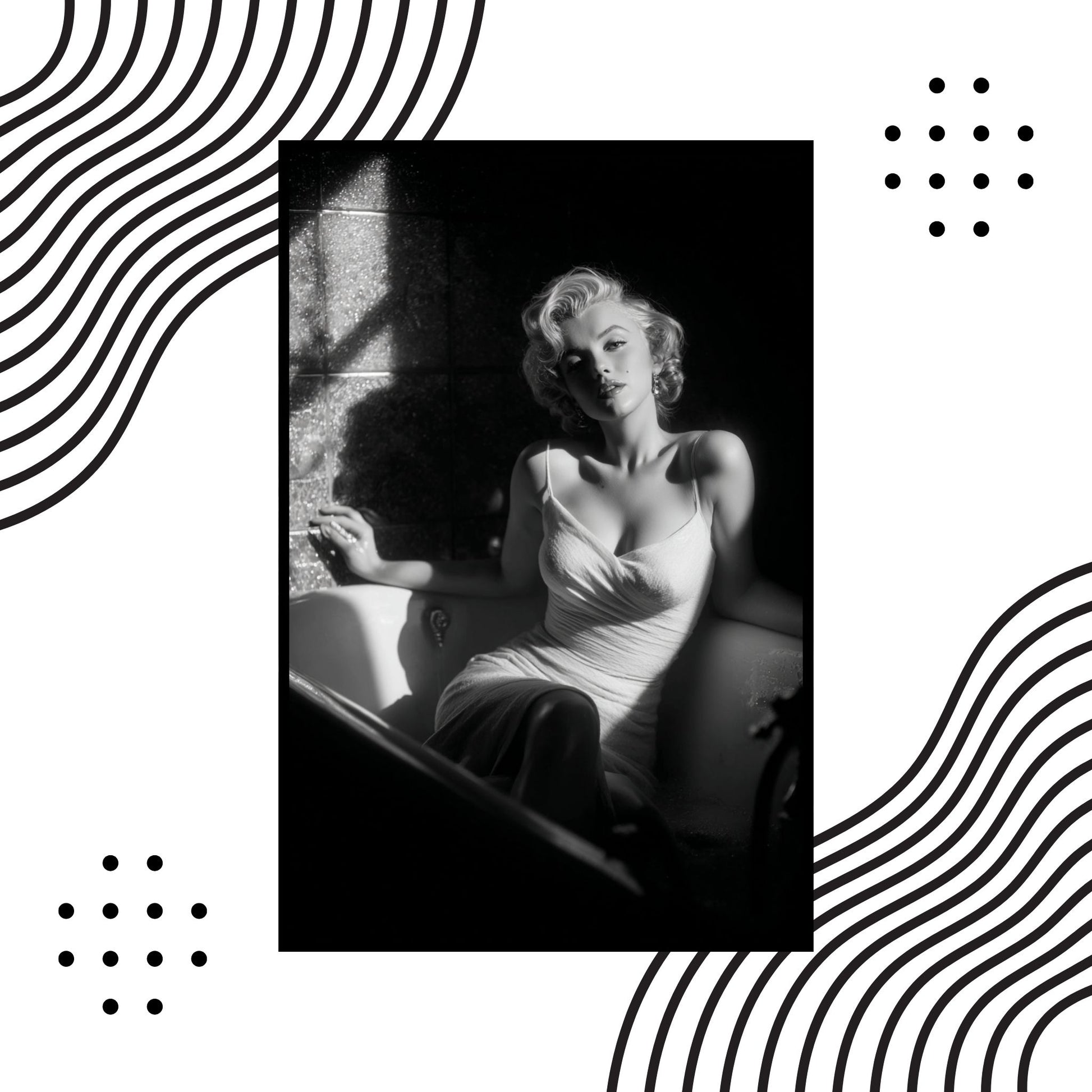 Canvas of Marilyn Monroe in shadows, elegant Hollywood moment