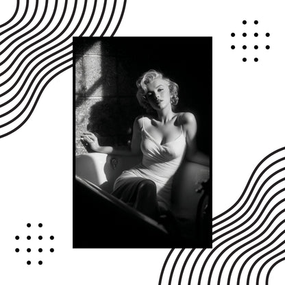 Canvas of Marilyn Monroe in shadows, elegant Hollywood moment
