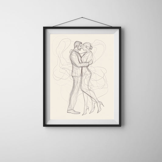 Minimalist line art of a couple, perfect for modern love-themed wall décor