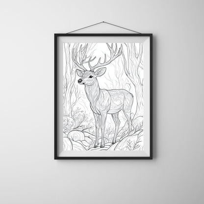 Minimalist deer line art, perfect for nature-inspired wall décor