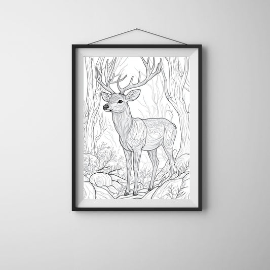 Minimalist deer line art, perfect for nature-inspired wall décor