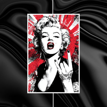 Artistic depiction of a famous Marilyn Monroe with a stylized background