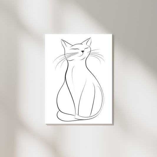 Minimalist cat line art illustration for elegant wall décor.