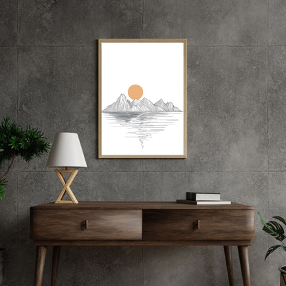 Minimalist mountain artwork capturing the beauty of nature in lines