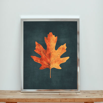 Autumn-inspired botanical artwork with a warm-toned maple leaf illustration