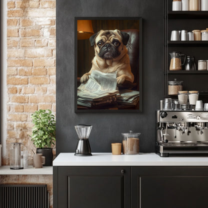 Digital pug print for pug lovers, funny and quirky design