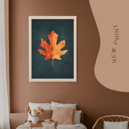 Autumn-inspired botanical artwork with a warm-toned maple leaf illustration