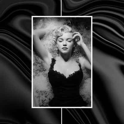 Huge Marilyn Monroe canvas with dreamy bath scene, elegant decor
