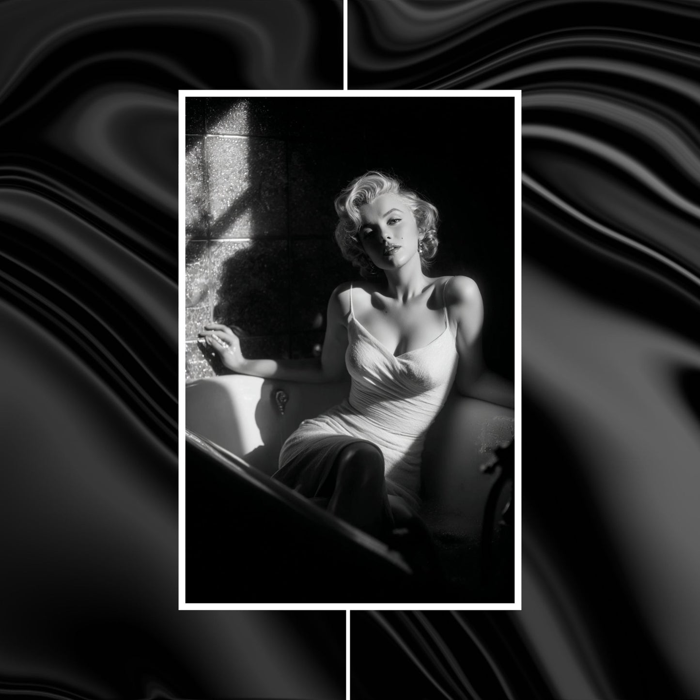 Huge Marilyn Monroe canvas with quiet, intimate bath pose