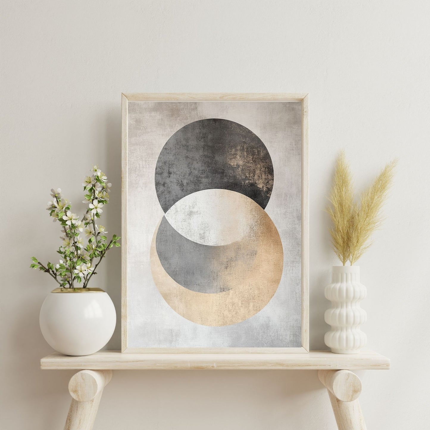 Japandi wall art featuring minimalist geometric design for modern interiors