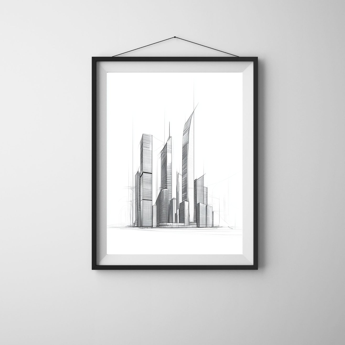 Urban landscape line drawing capturing the essence of city life