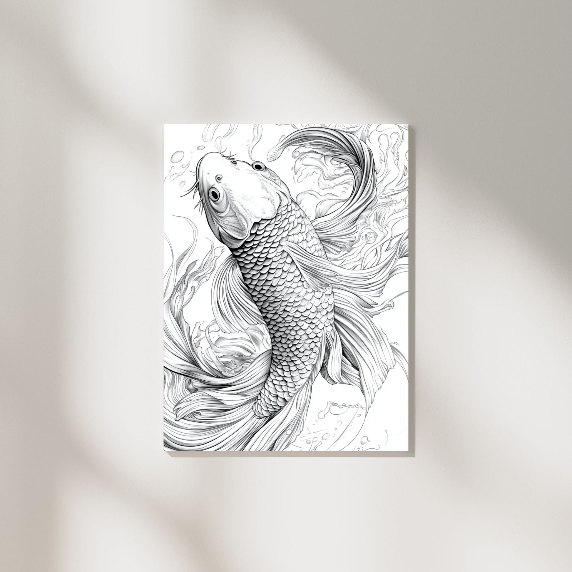 Elegant fish line art print for nature-inspired home décor