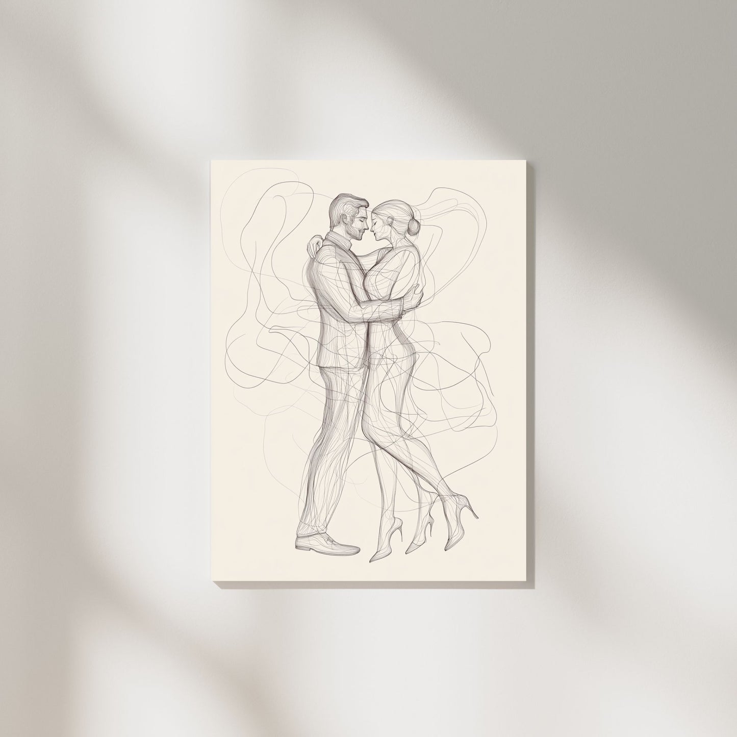 Timeless couple line drawing, symbolizing love and connection