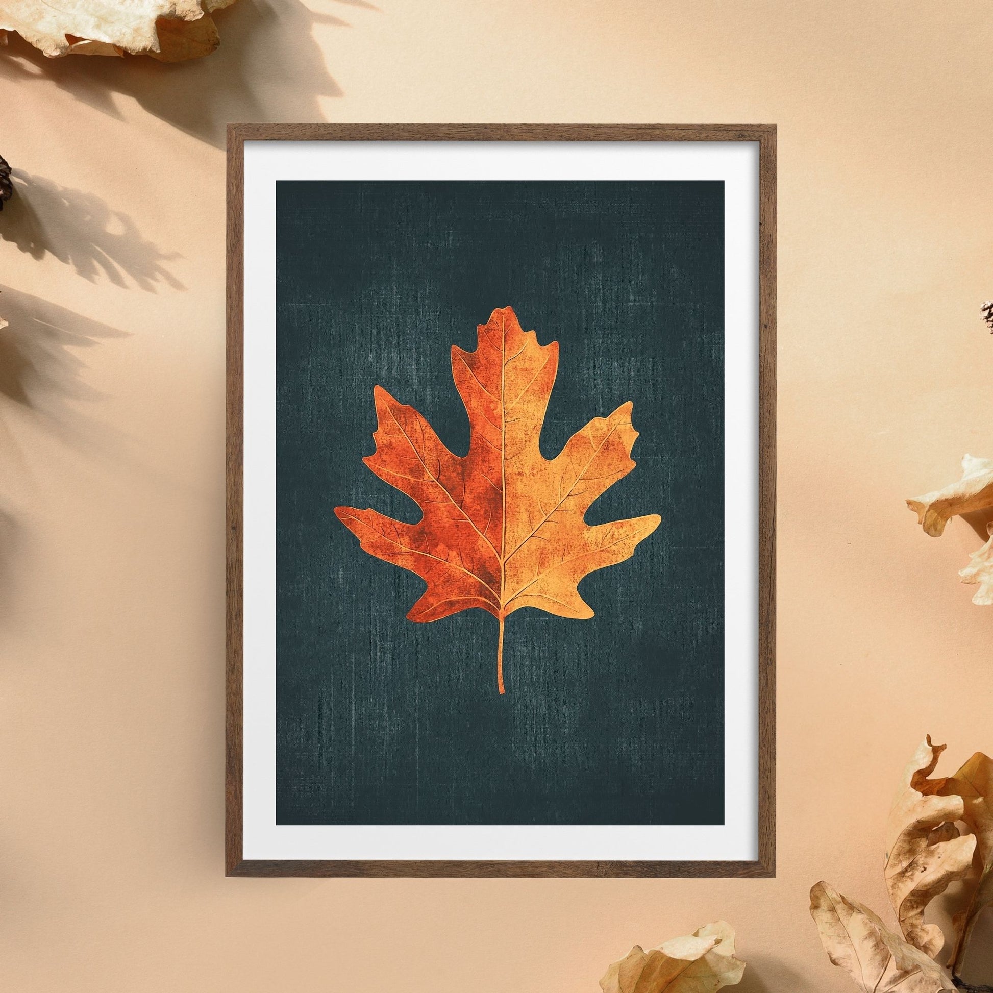 Modern botanical wall decor with a vibrant autumn leaf design