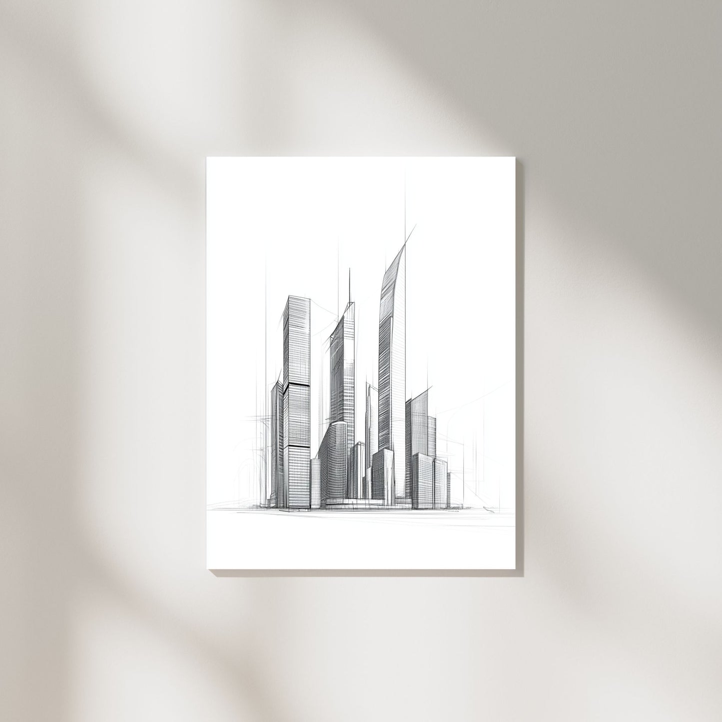 Simple and sleek line drawing of a city skyline