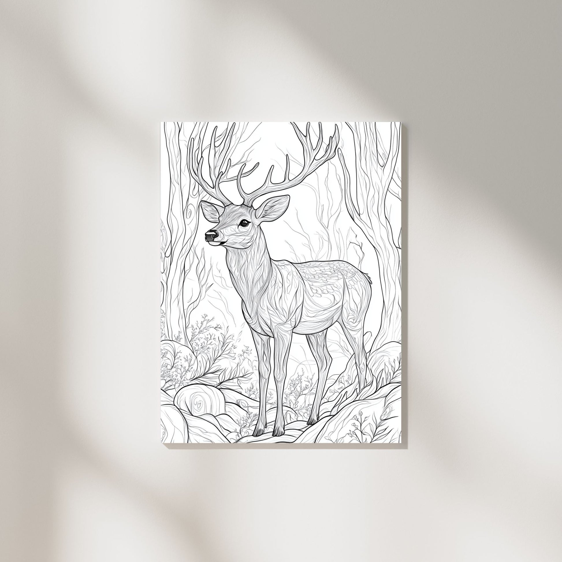 Simple and graceful line drawing of a deer in a minimalist style