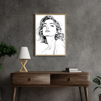 Simple yet graceful line drawing of a woman, capturing timeless beauty