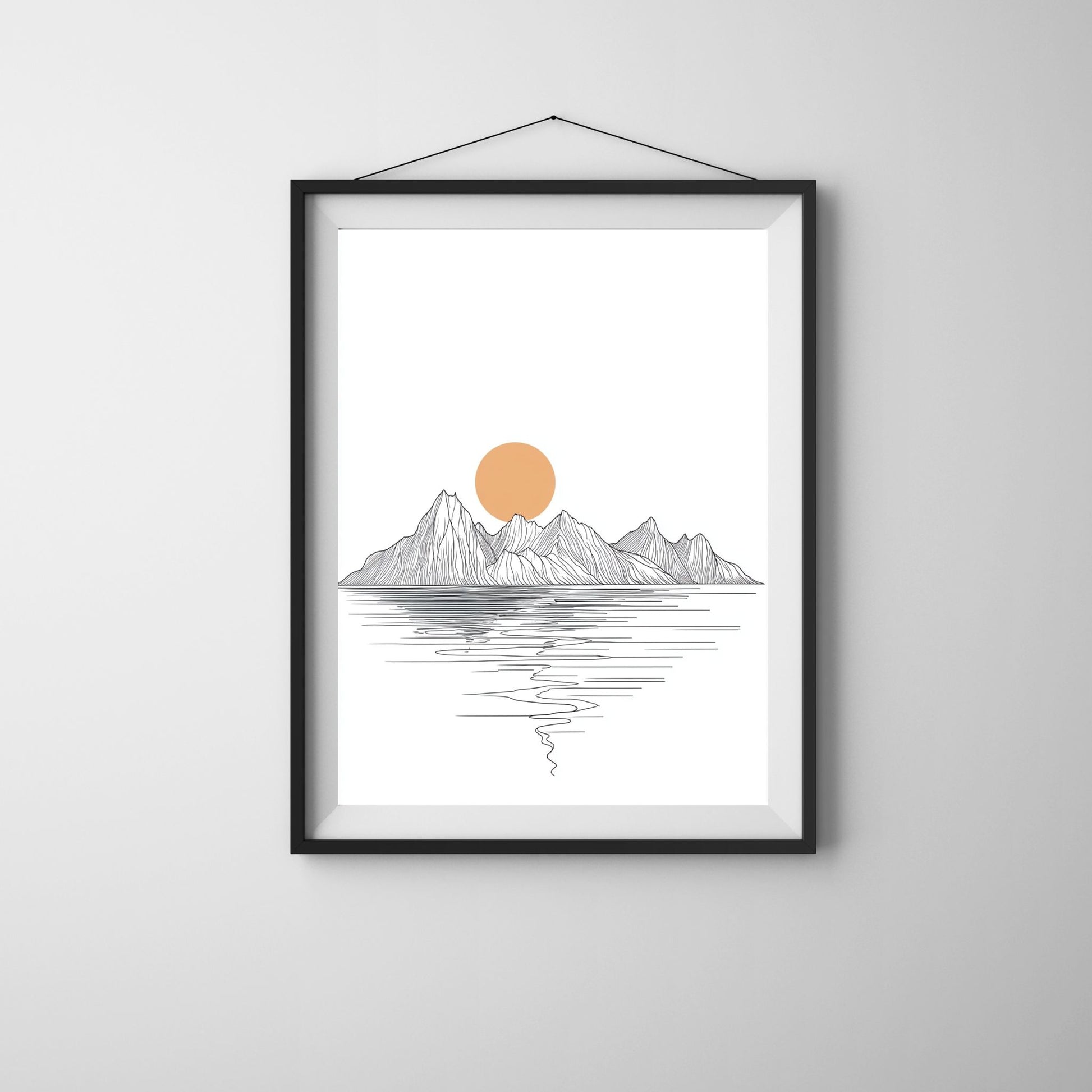 Minimalist mountain line art, perfect for nature-inspired wall décor.