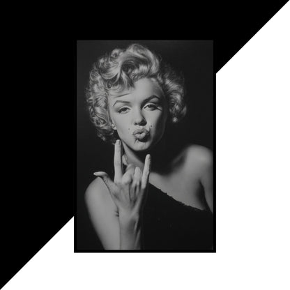 Black and white portrait of a person with a stylized background