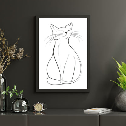 Timeless cat silhouette in minimalist line art style