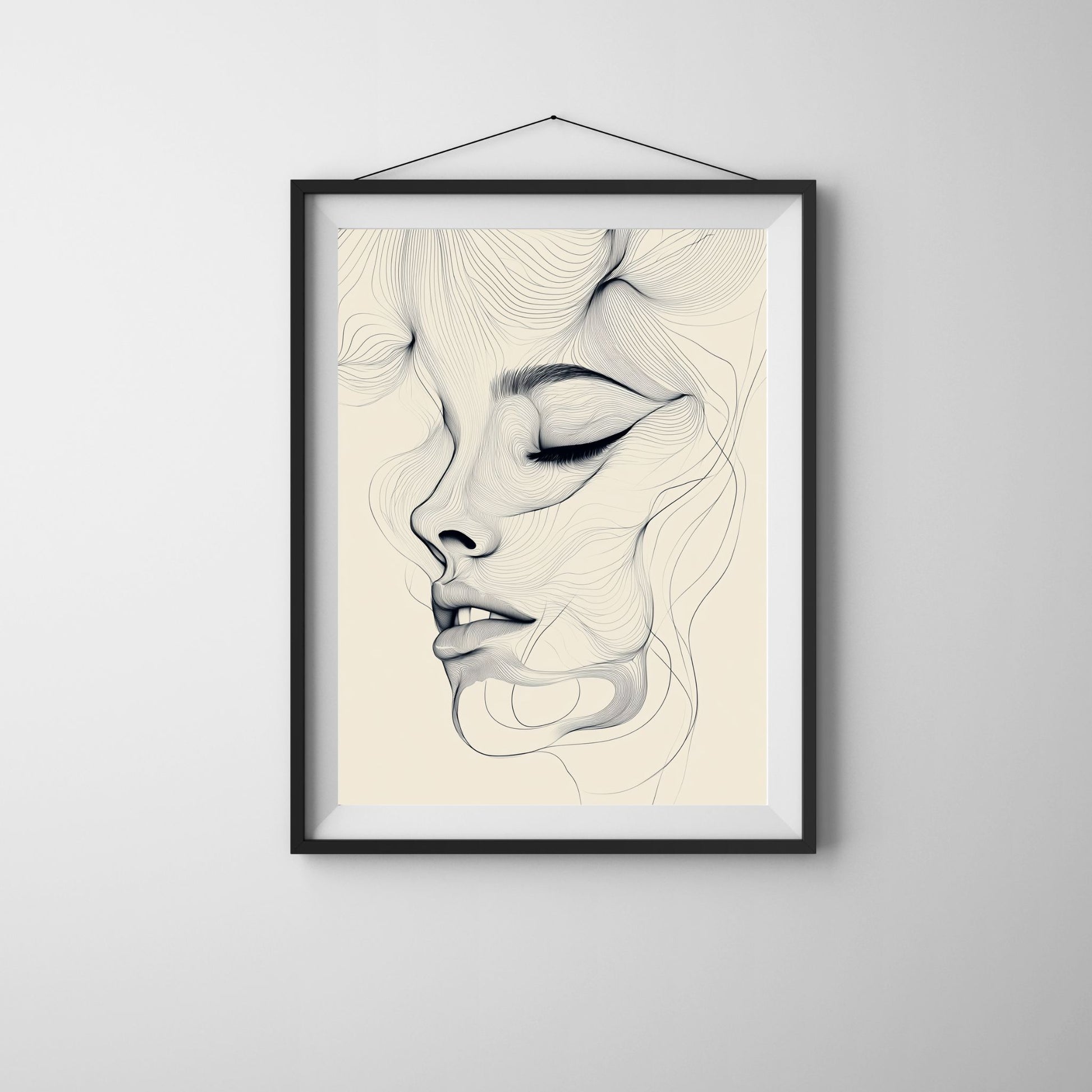 Timeless face portrait in clean and elegant line art form