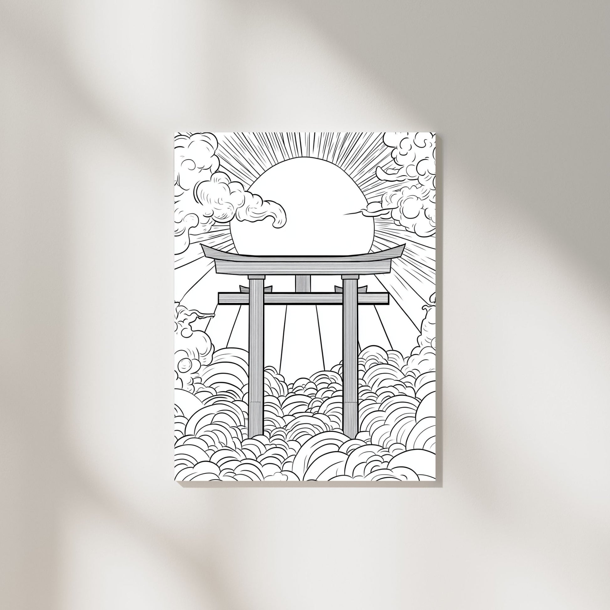 Timeless Torii gate silhouette in clean and minimalist line art.