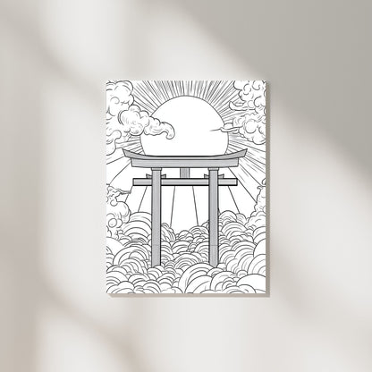 Timeless Torii gate silhouette in clean and minimalist line art.