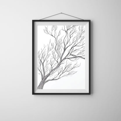 Simplicity meets nature with this tree line art design for walls.