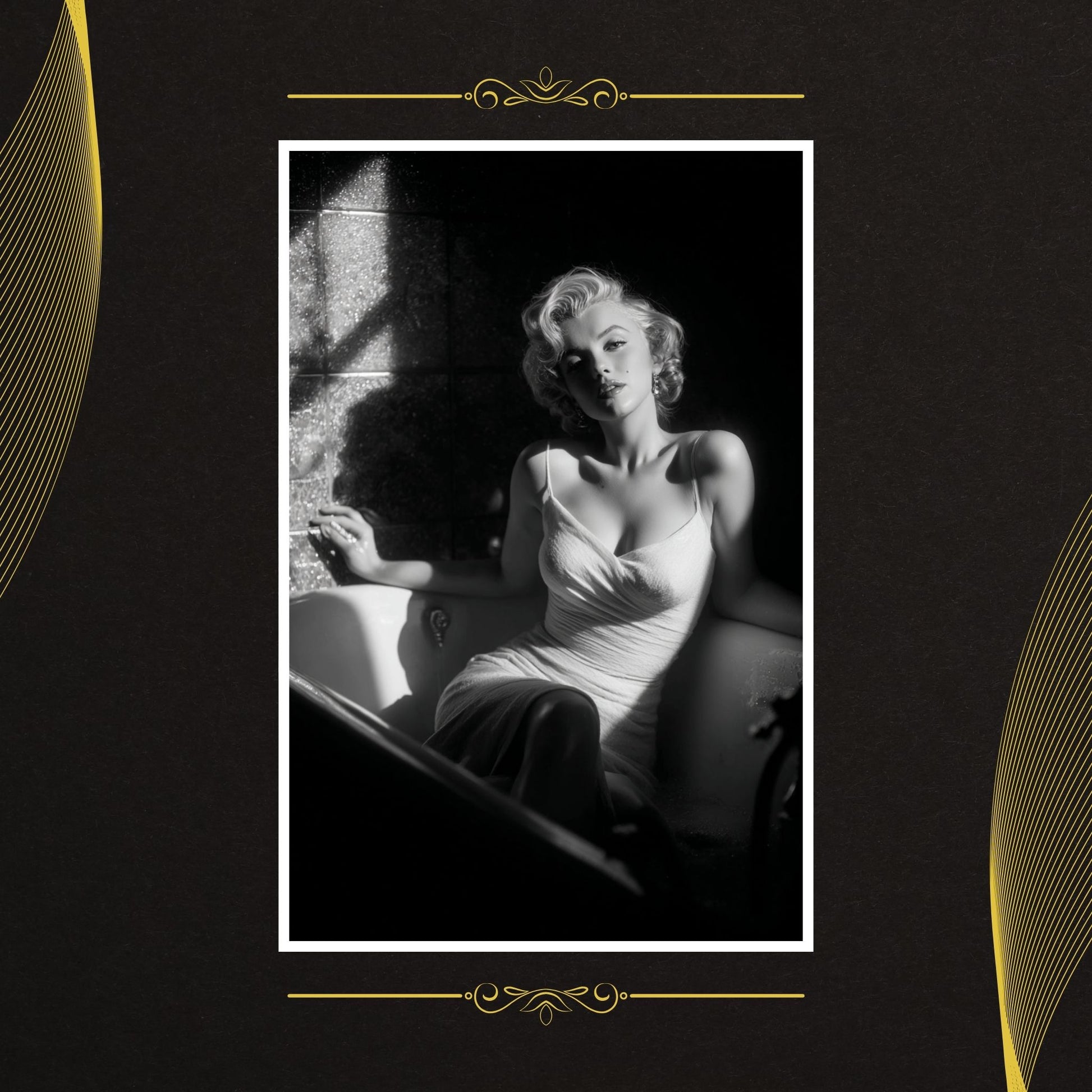 Iconic Marilyn Monroe black and white wall art, timeless elegance