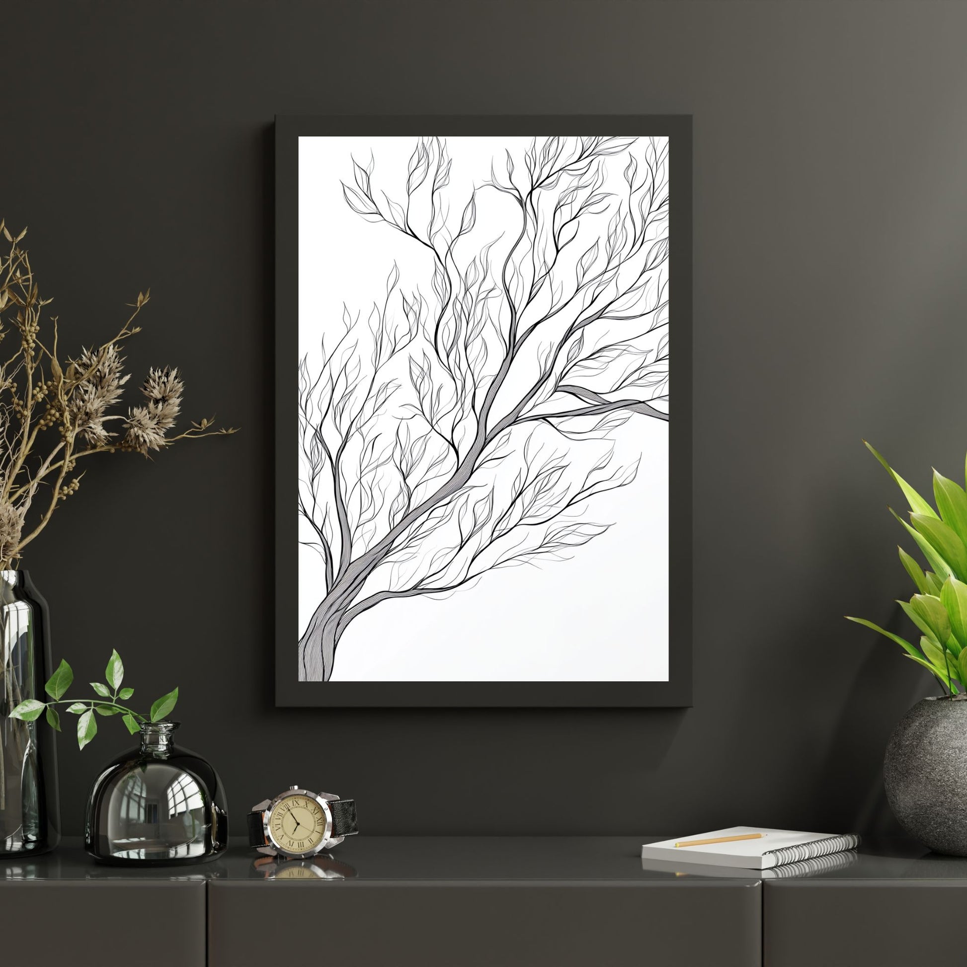 Minimalist tree line art, perfect for nature-inspired wall décor.